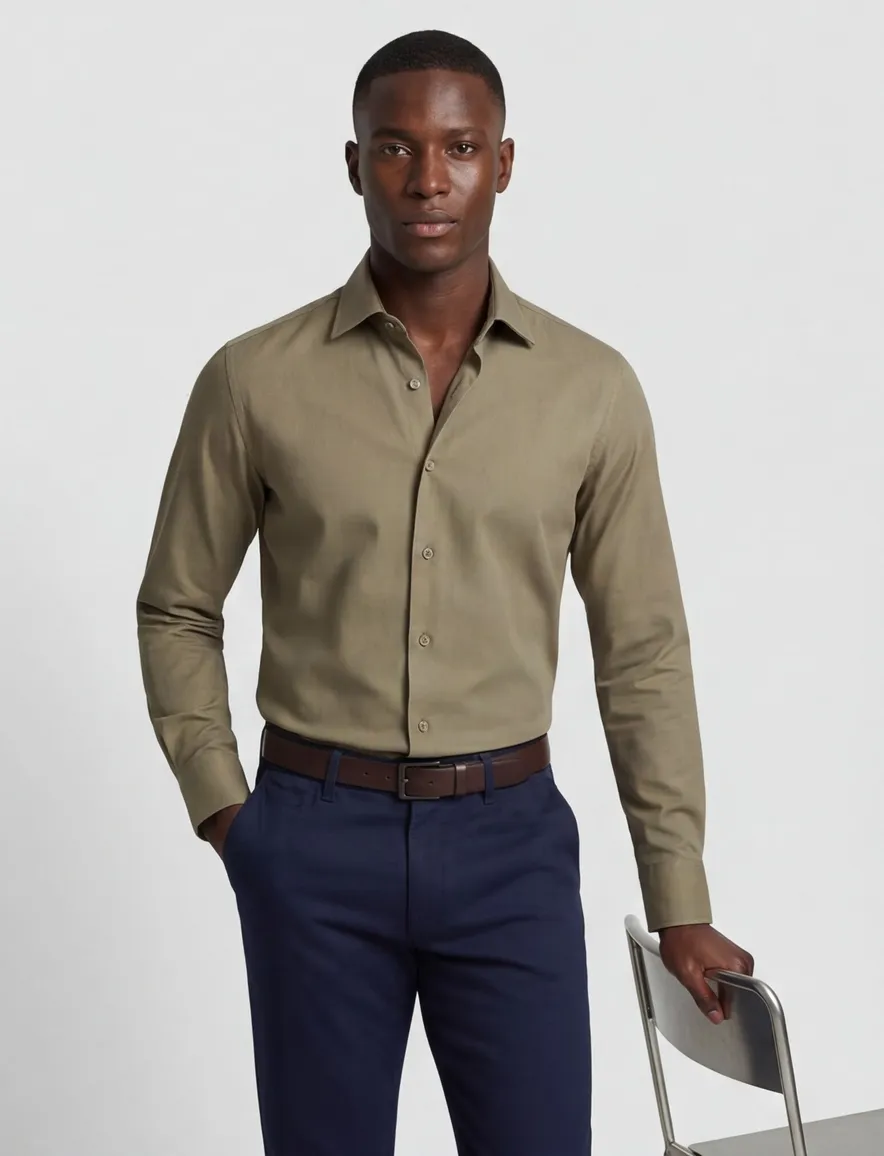 Boss Black slim fit overhemd groen