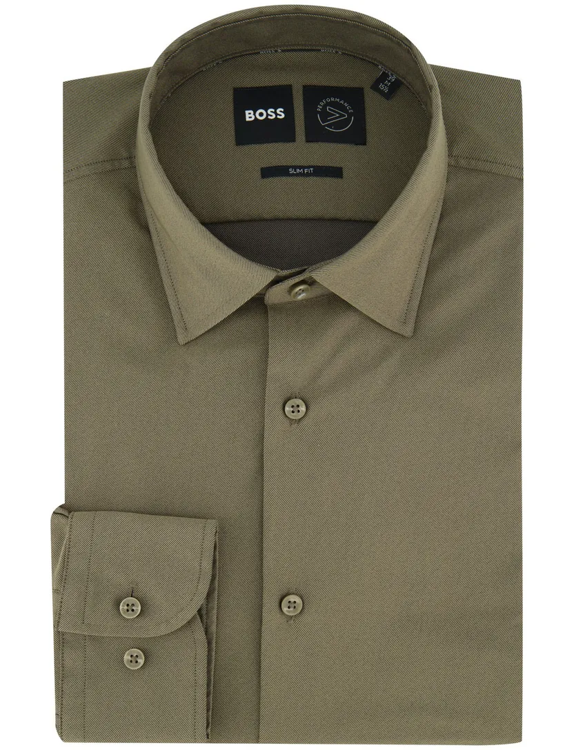 Boss Black slim fit overhemd groen