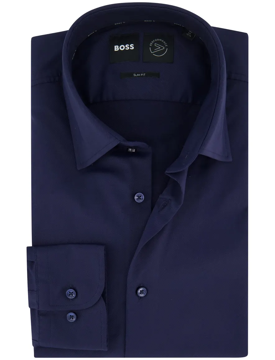Boss Black P-Hank overhemd effen donkerblauw