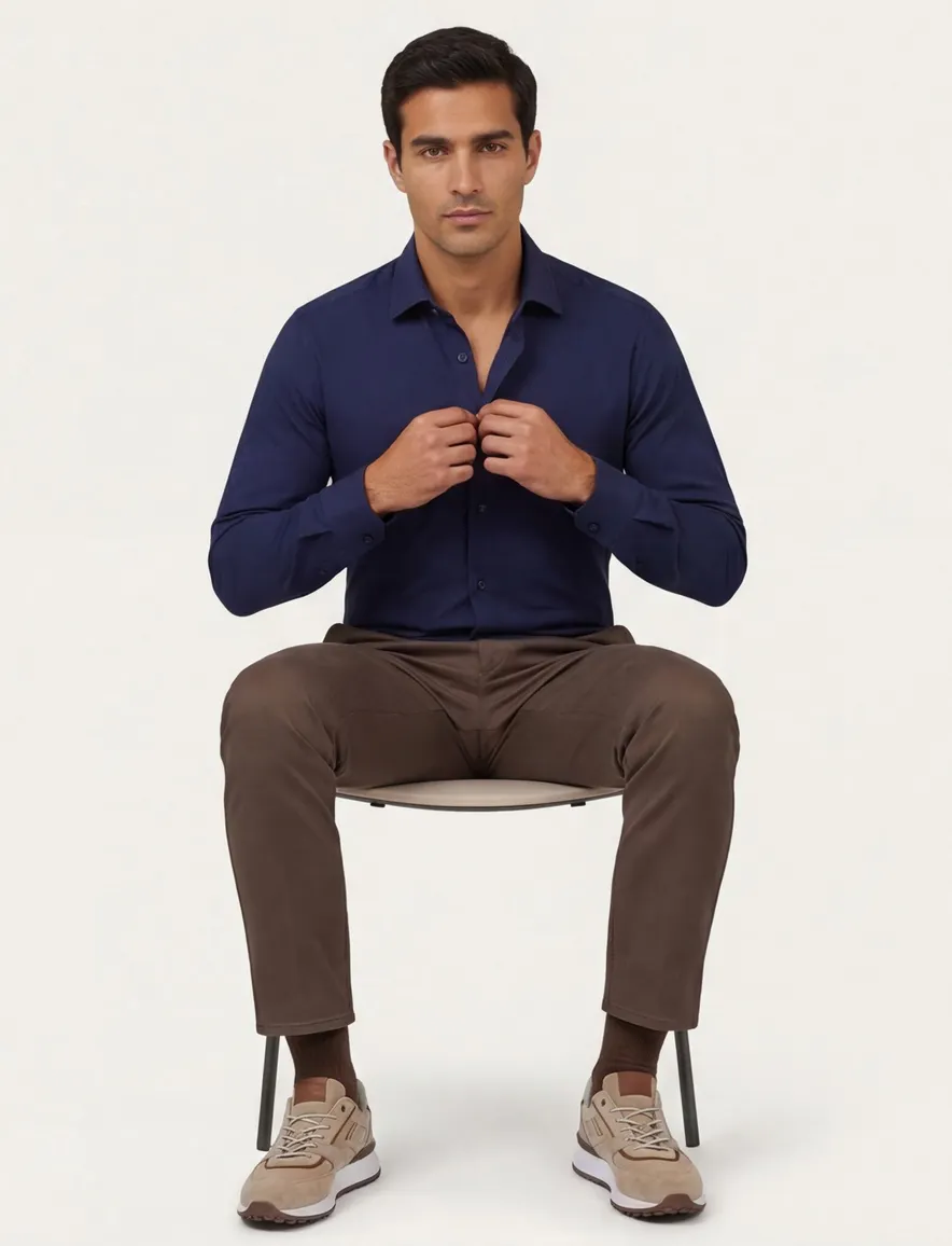 Boss Black P-Hank overhemd effen donkerblauw
