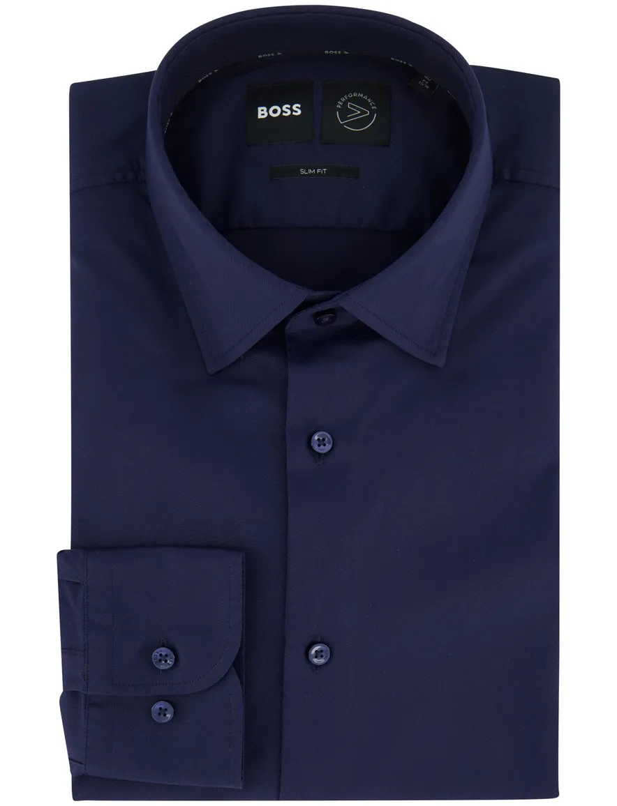 Boss Black P-Hank overhemd effen donkerblauw