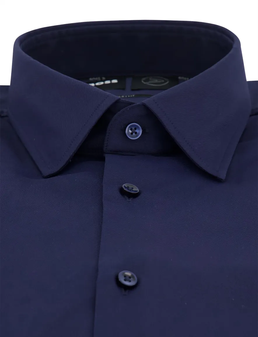 Boss Black P-Hank overhemd effen donkerblauw