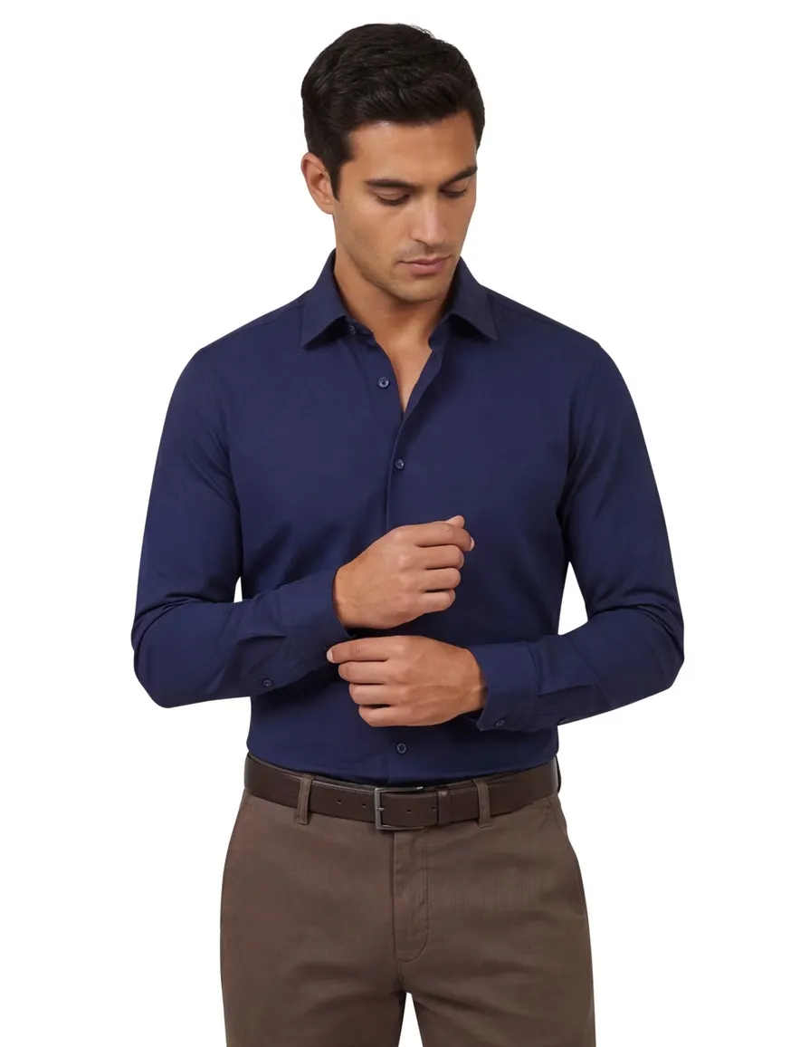 Boss Black P-Hank overhemd effen donkerblauw