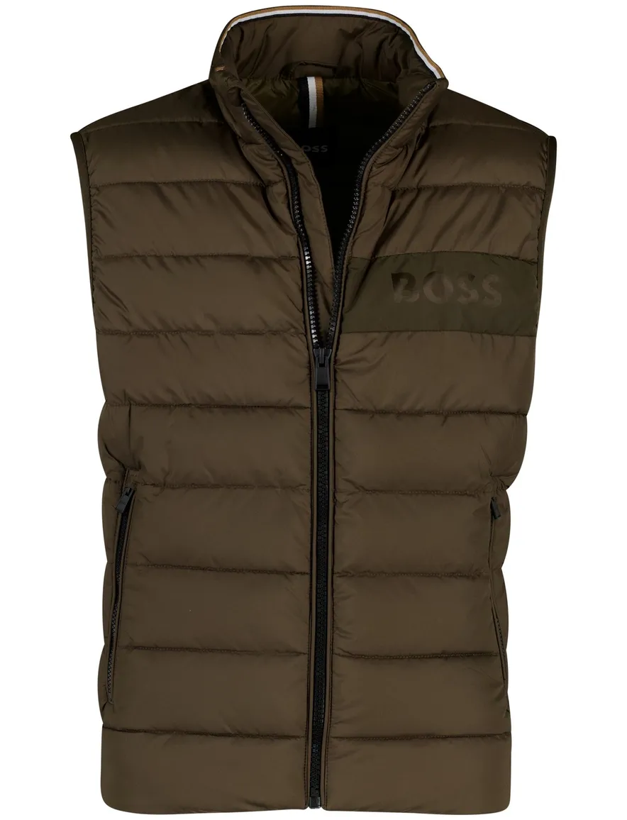 Boss Black bodywarmer bruin effen normale fit
