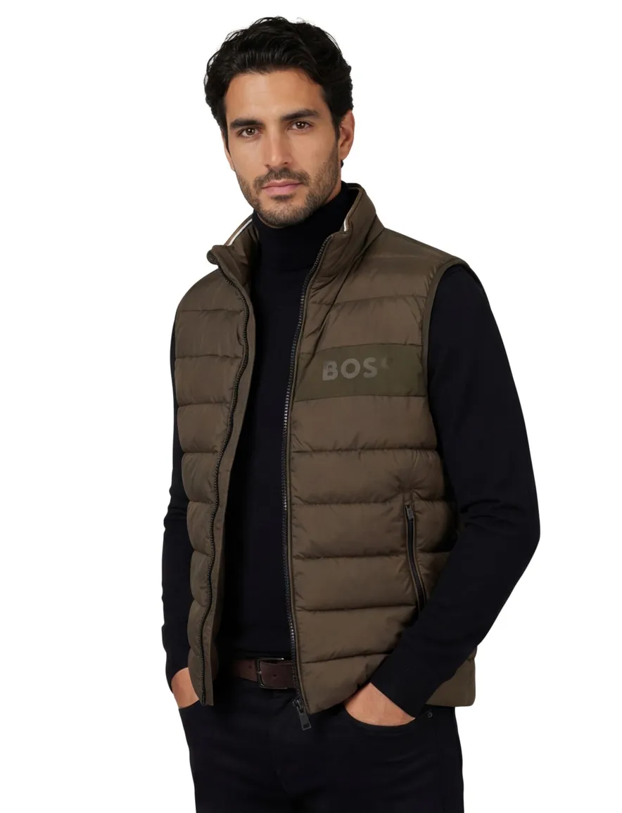 Boss Black bodywarmer bruin effen normale fit