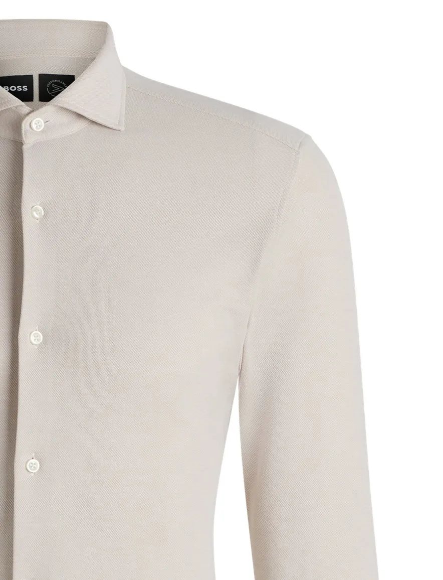 Boss Black overhemd beige katoen effen