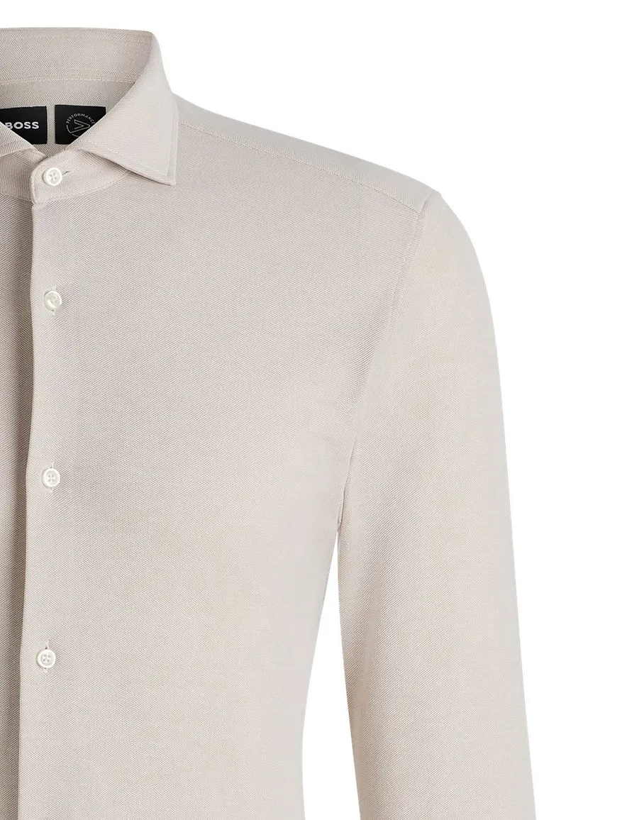 Boss Black overhemd beige katoen effen