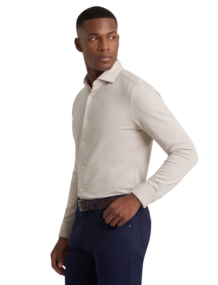 Boss Black overhemd beige katoen effen