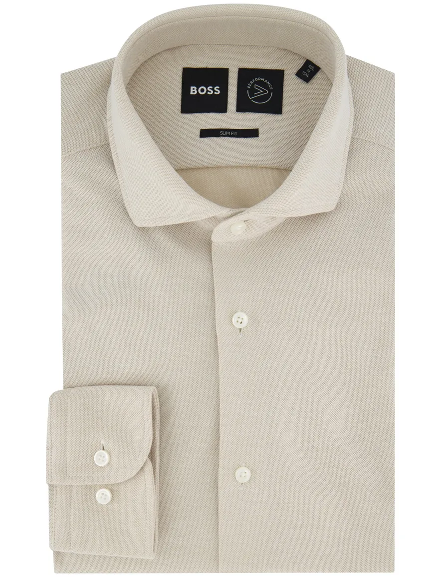 Beige slim fit ml7 overhemd Boss Black katoen