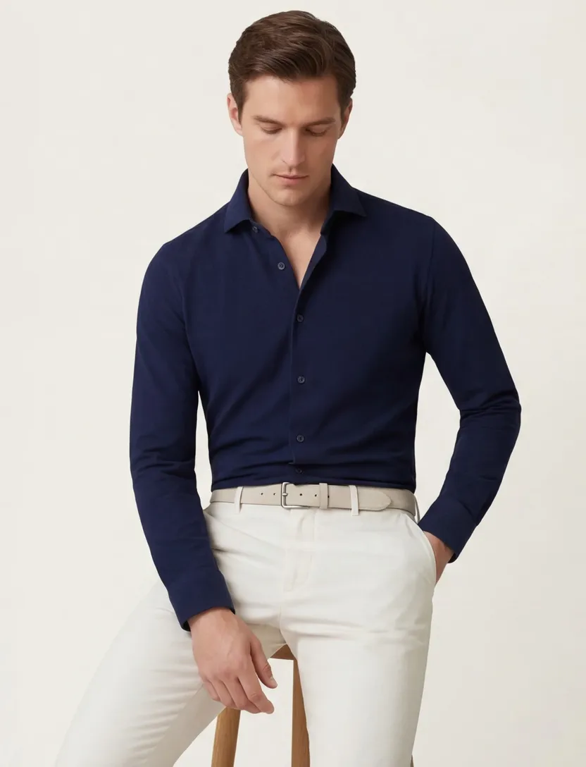 Boss slim fit overhemd navy effen lange mouw