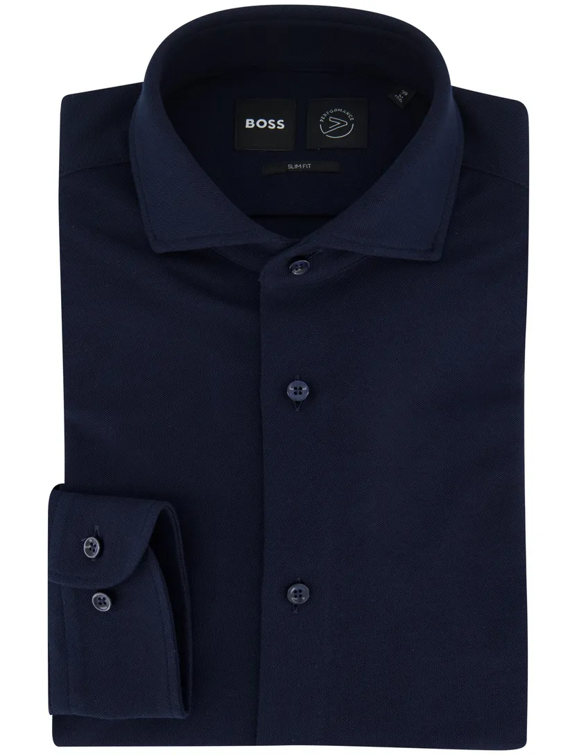 Boss slim fit overhemd navy effen lange mouw