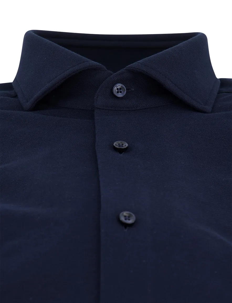 Boss slim fit overhemd navy effen knitted