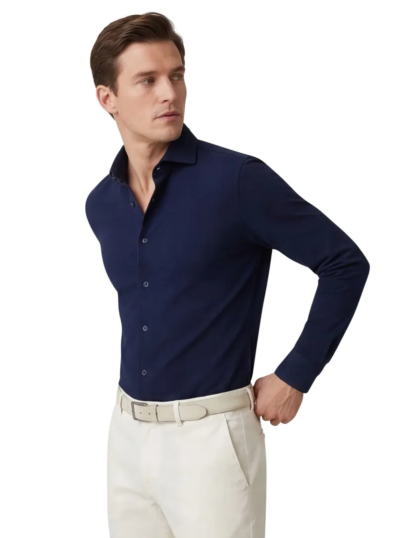 Boss slim fit overhemd navy effen lange mouw