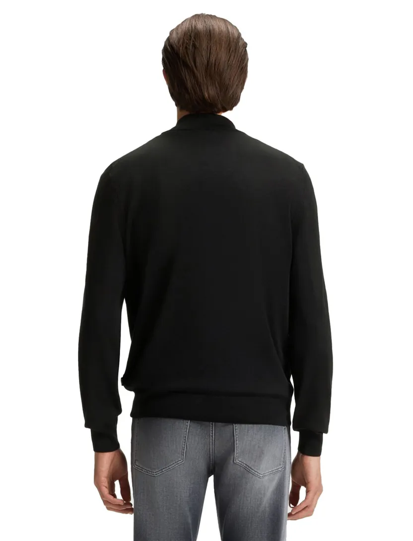 Boss Black trui half zip effen zwart normale fit