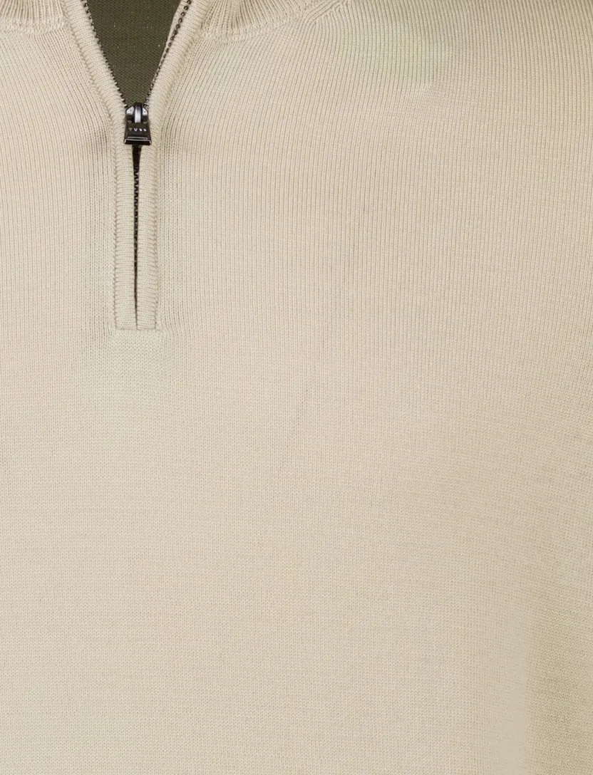 Boss Black half zip beige scheerwol
