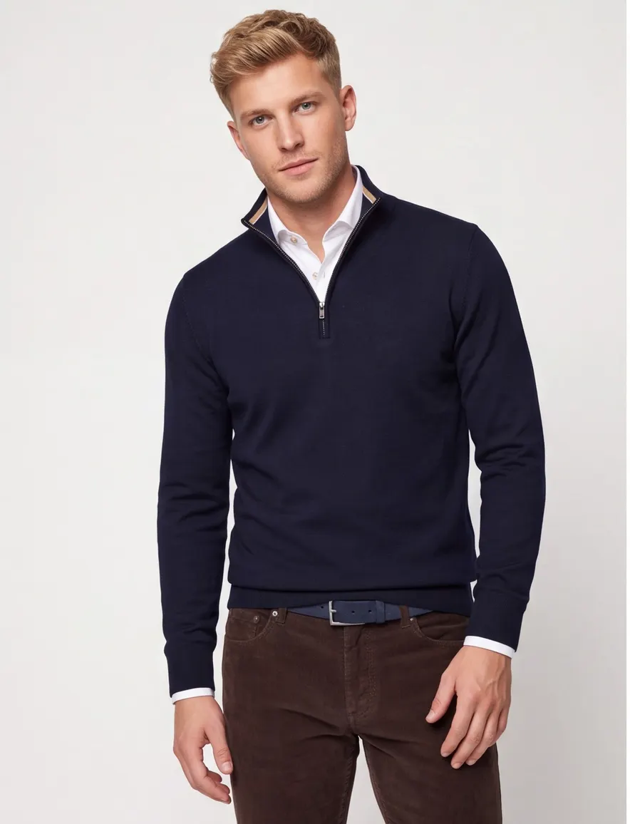 Boss Black trui donkerblauw half zip