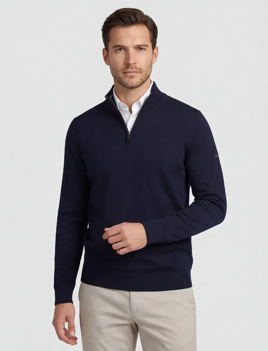 Boss Black trui donkerblauw half zip