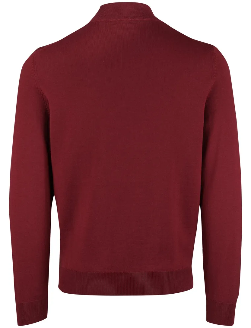Boss Black Ebenji trui bordeaux half zip effen lamswol