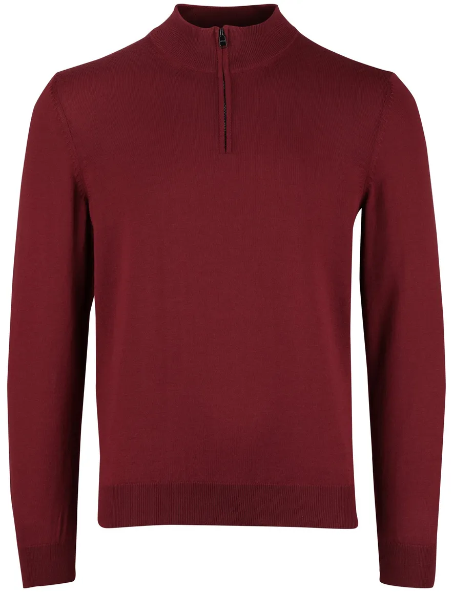 Boss Black Ebenji half zip trui wol bordeaux