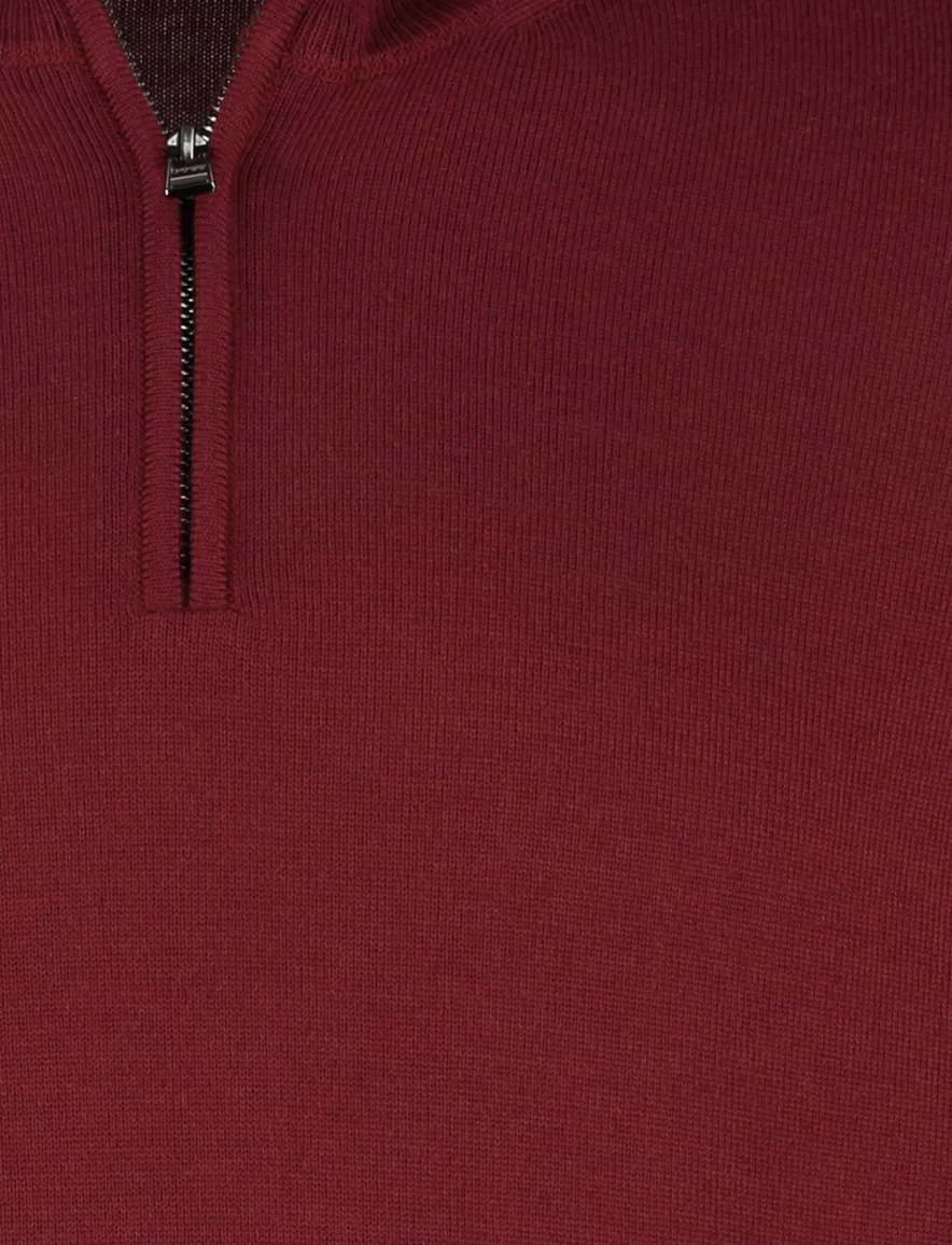 Boss Black Ebenji half zip trui wol bordeaux