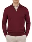 Boss Black Ebenji trui half zip bordeaux effen lamswol