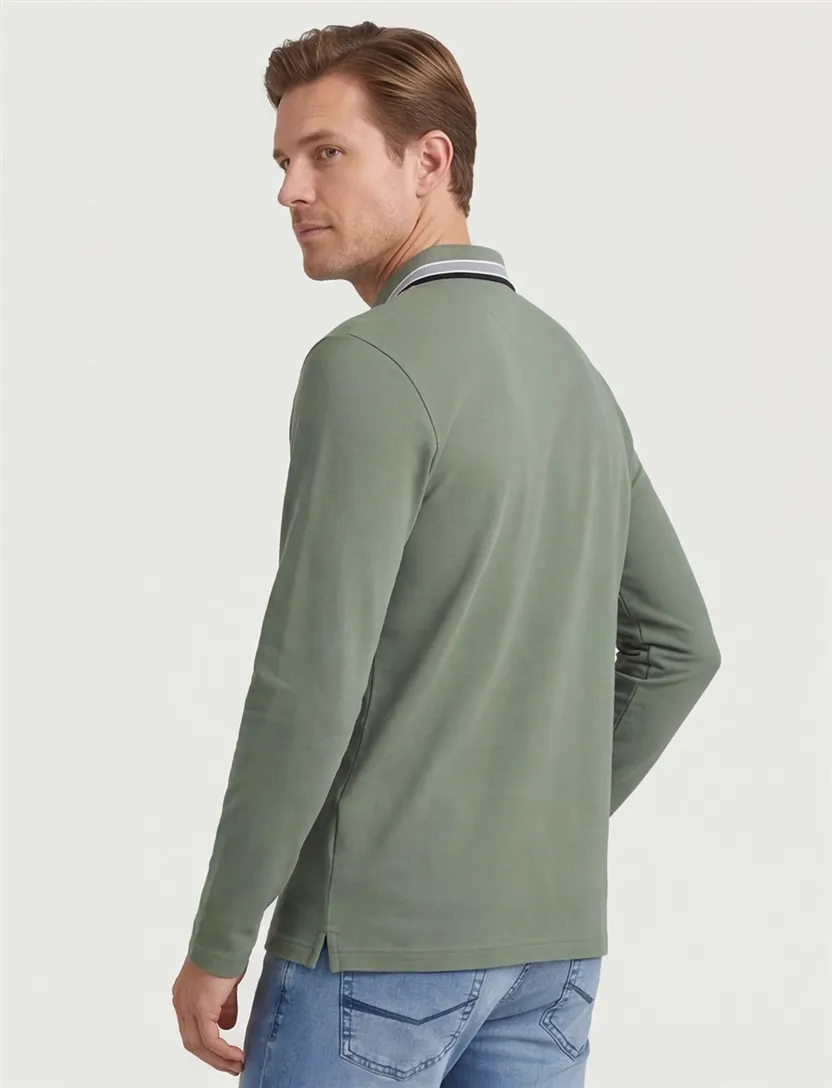 BOSS Green Plisy polo lange mouw groen Big & Tall