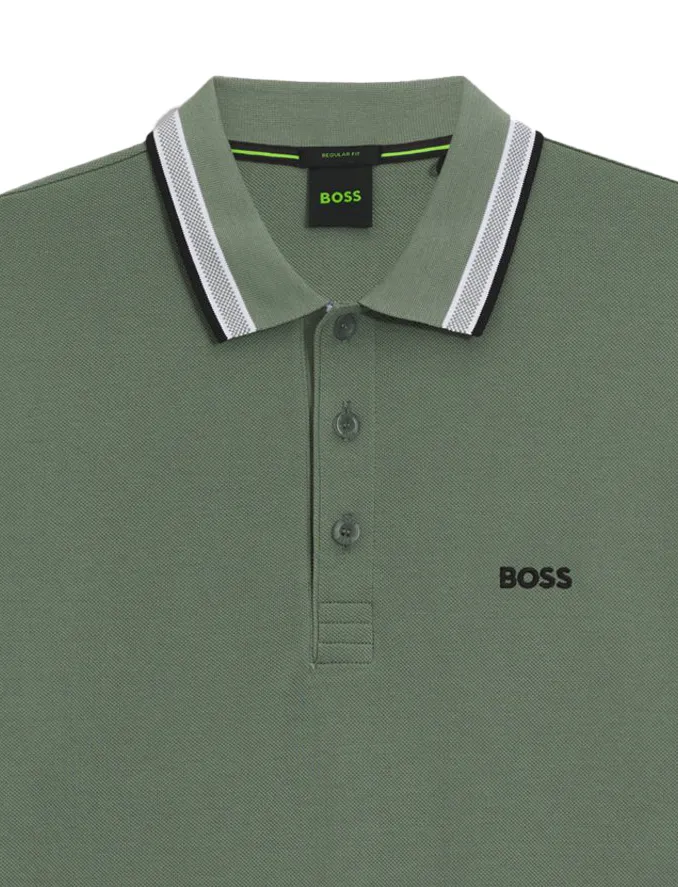 Polo lange mouw BOSS Green Plisy groen Big & Tall
