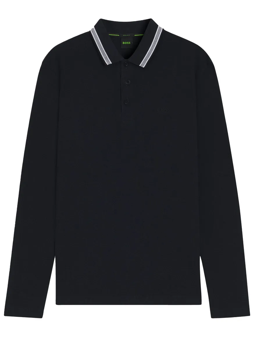 Polo lange mouw BOSS Green Plisy navy Big & Tall