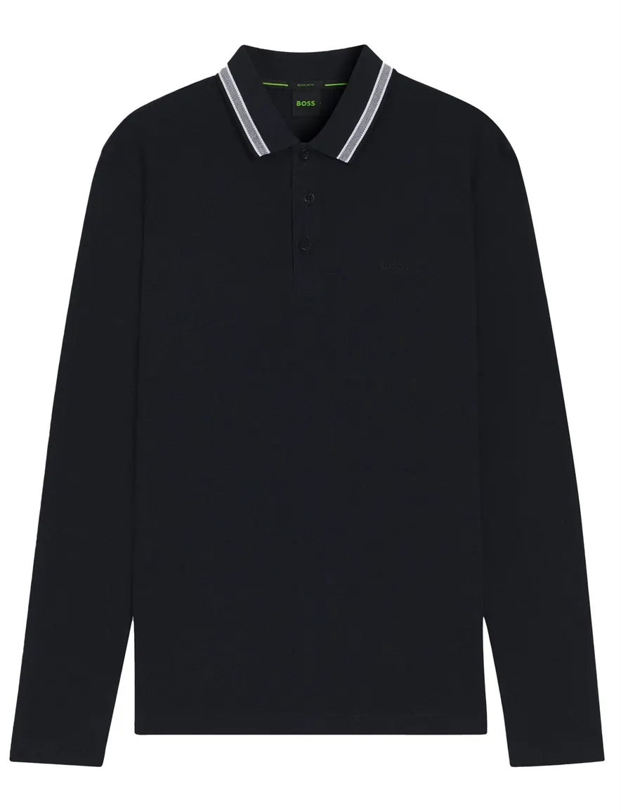 Polo lange mouw BOSS Green Plisy navy Big & Tall