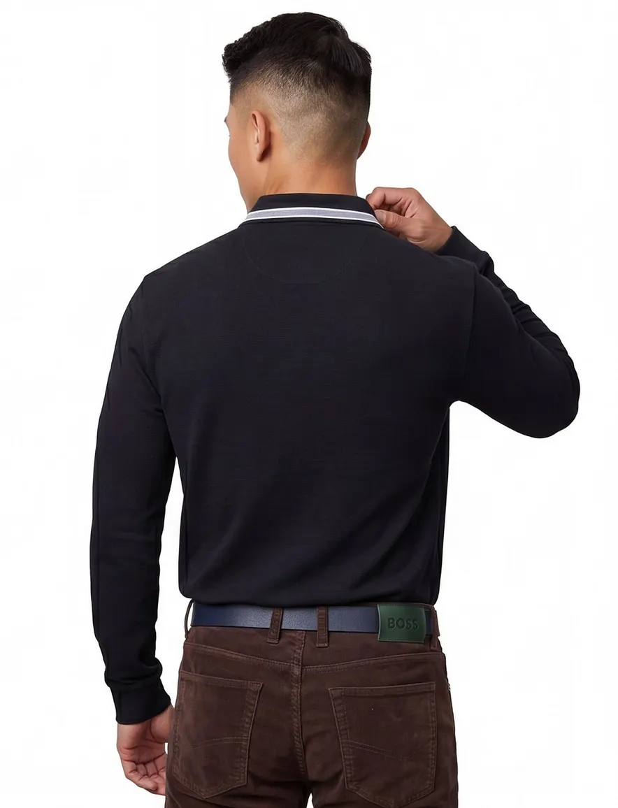 Polo lange mouw BOSS Green Plisy navy Big & Tall