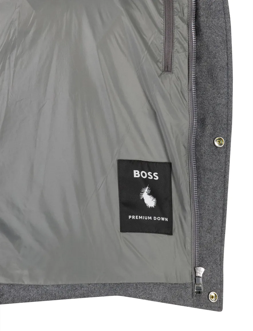 Boss Black premium down winterjas grijs
