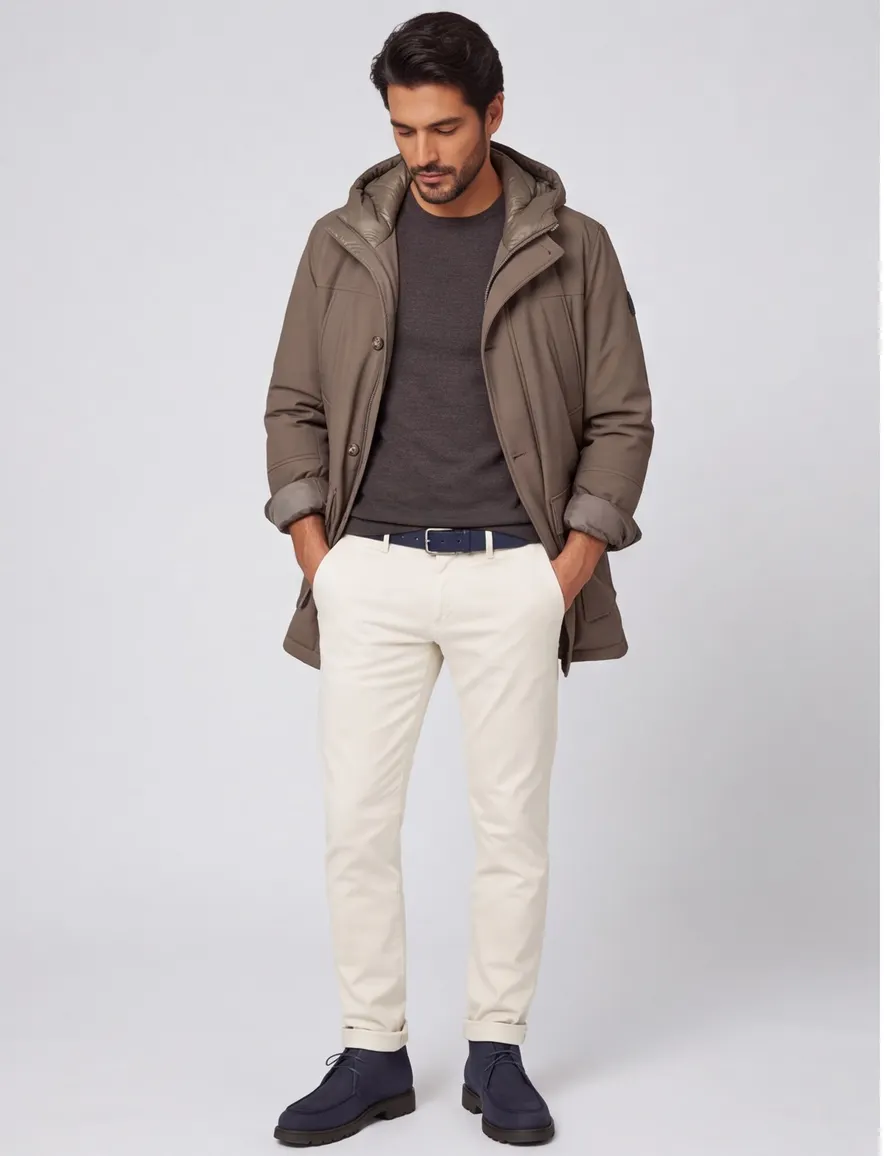 BOSS Black winterjas H-Detoni khaki effen