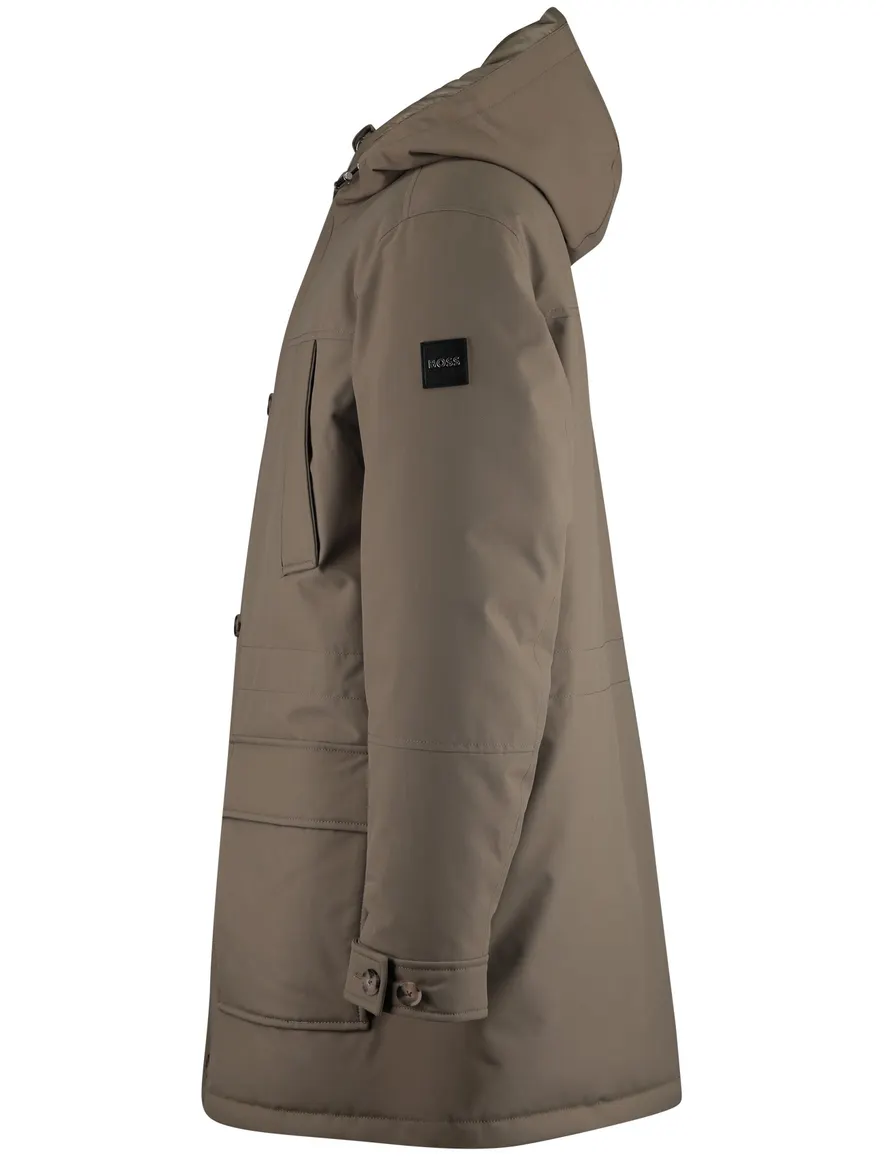 BOSS Black winterjas H-Detoni khaki effen