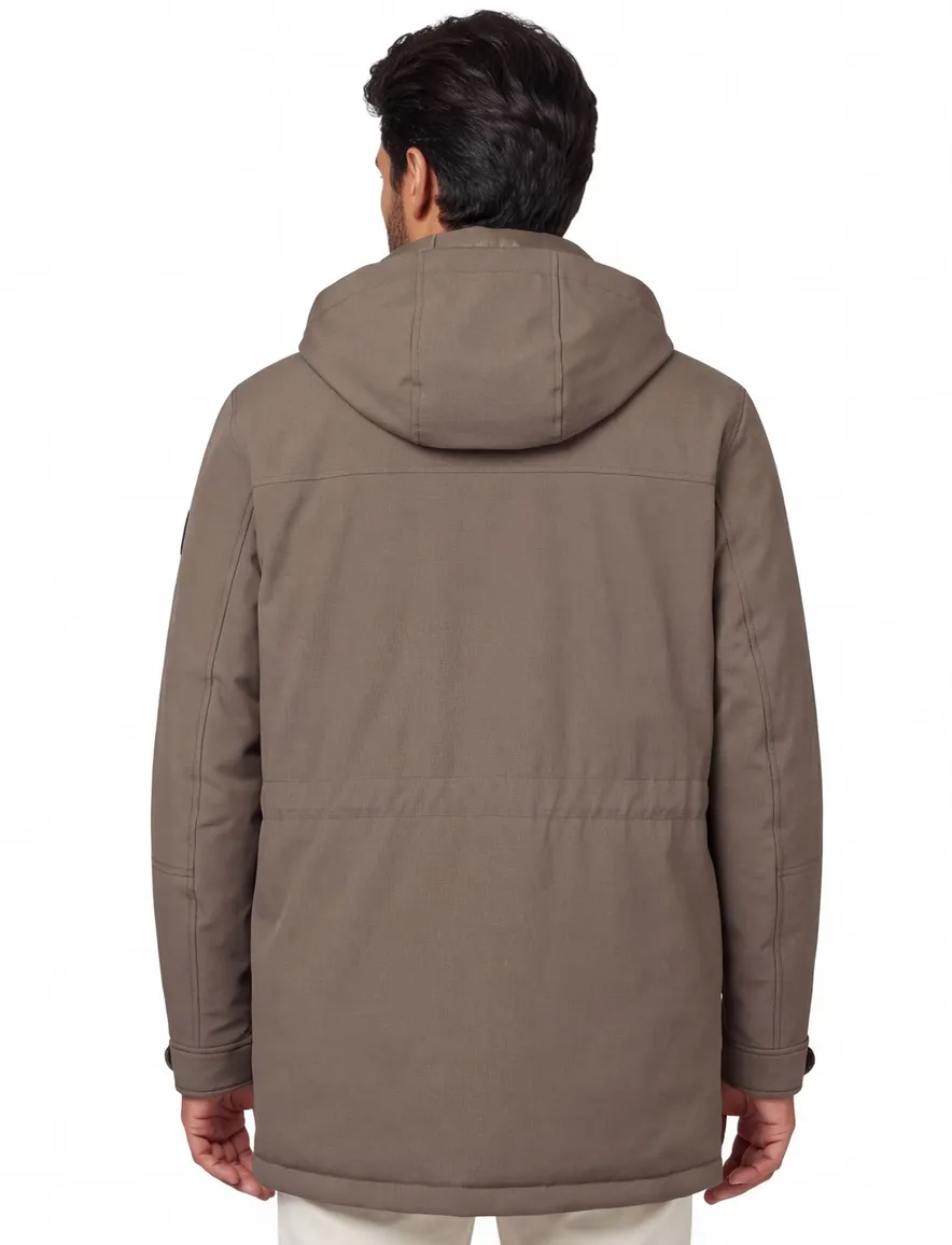 BOSS Black winterjas H-Detoni khaki effen