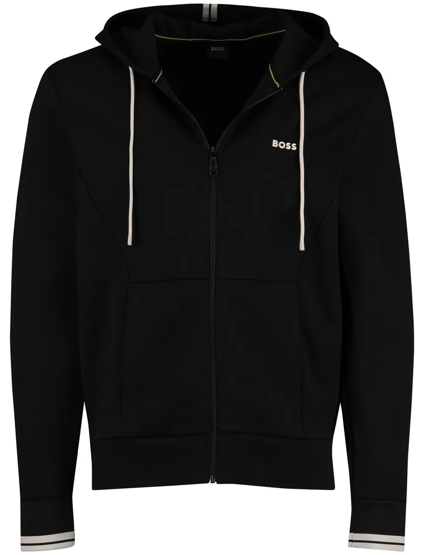 Boss Green Vest zwart witte koorden met capuchon