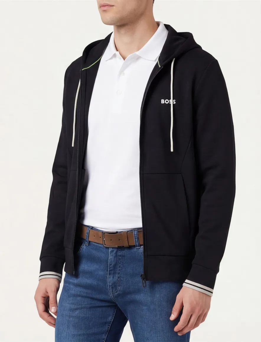 Boss Green Vest zwart witte koorden katoen