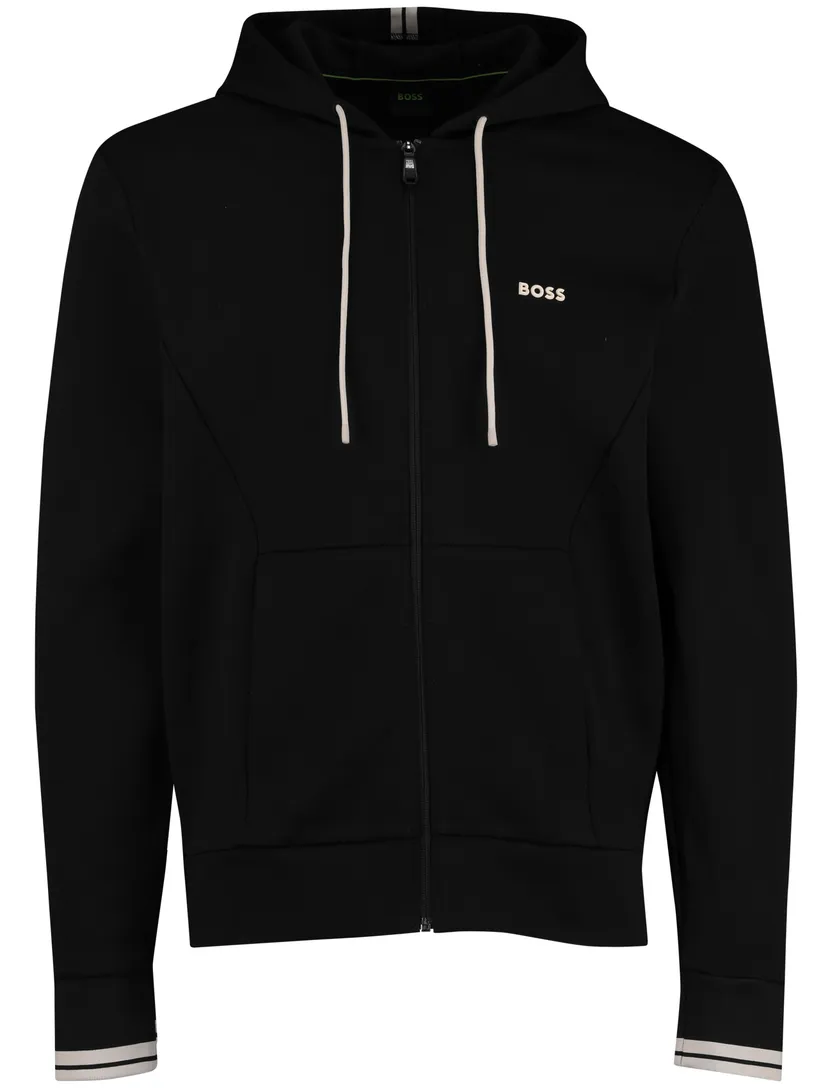 Boss Green Vest zwart witte koorden met capuchon