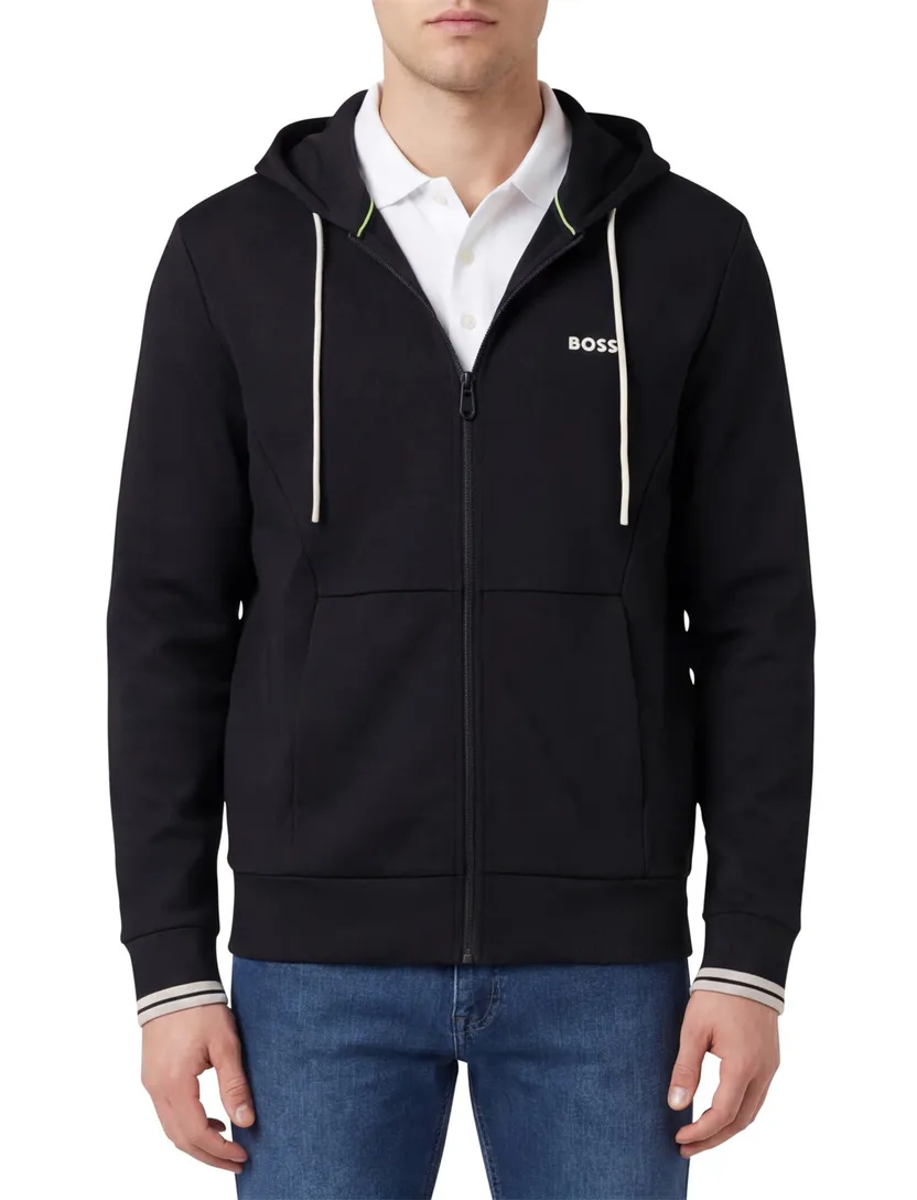 Boss Green Vest zwart witte koorden met capuchon