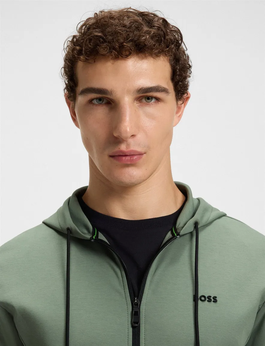 Boss Green vest groen effen katoen regular fit