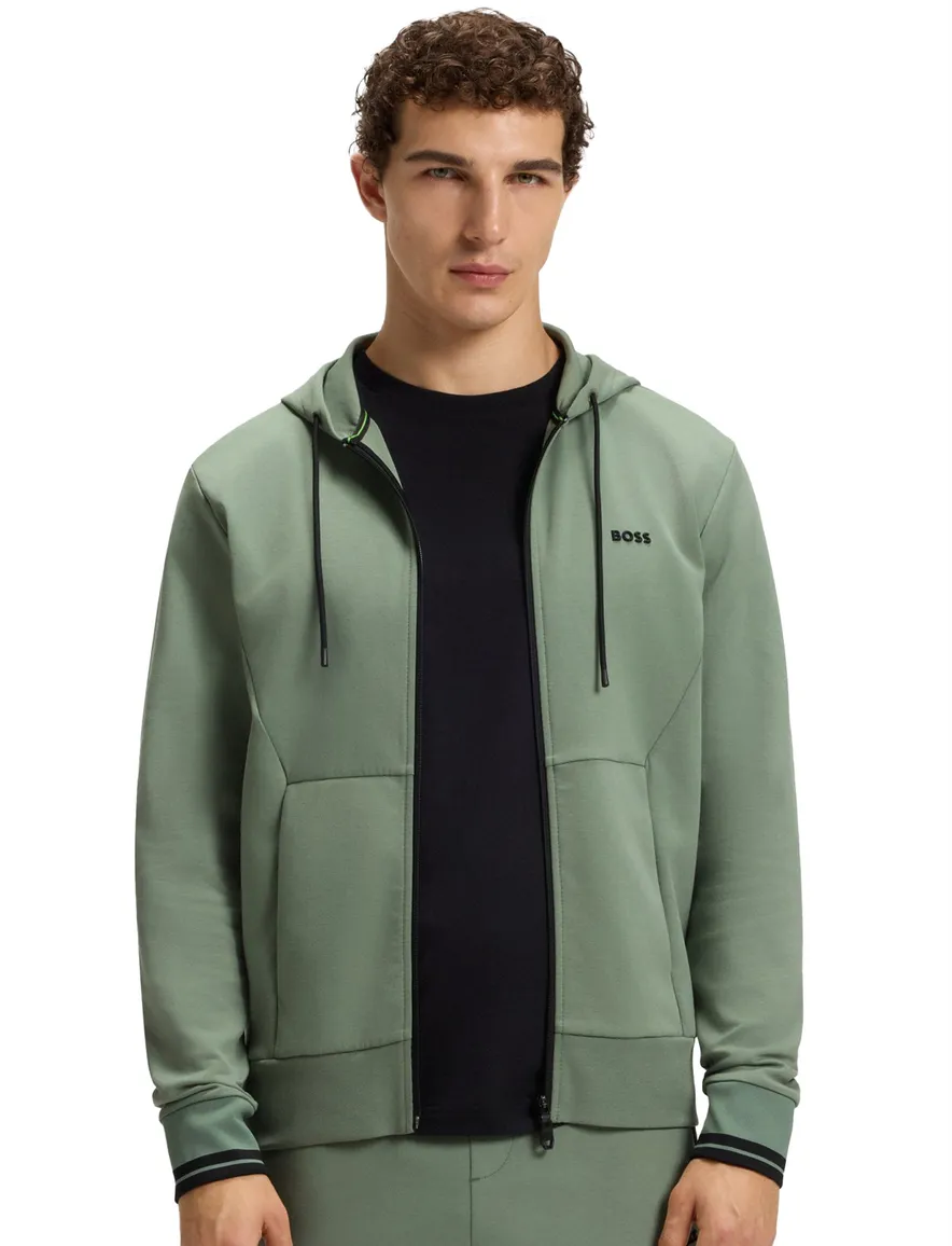 Boss Green vest groen effen katoen regular fit