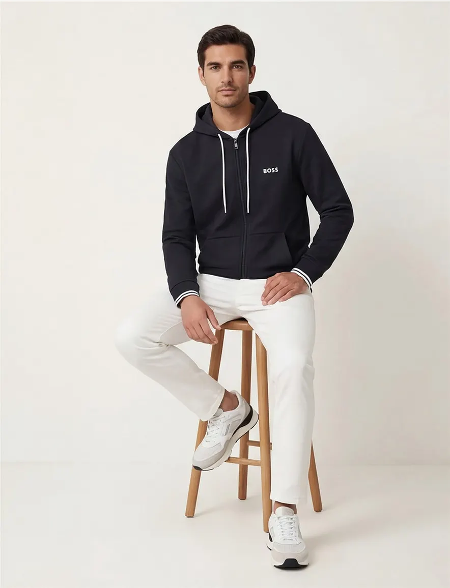 BOSS Green FZ Hoodie Zone sweatvest donkerblauw B&T