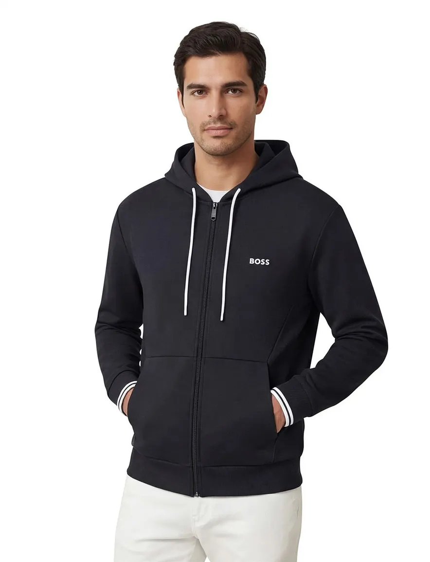 BOSS Green FZ Hoodie Zone sweatvest donkerblauw B&T