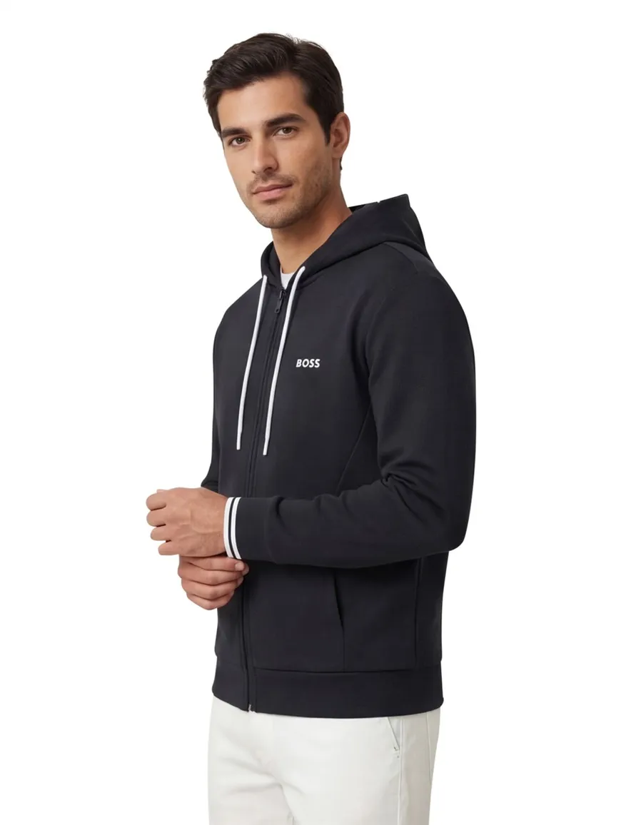BOSS Green FZ Hoodie Zone sweatvest donkerblauw B&T