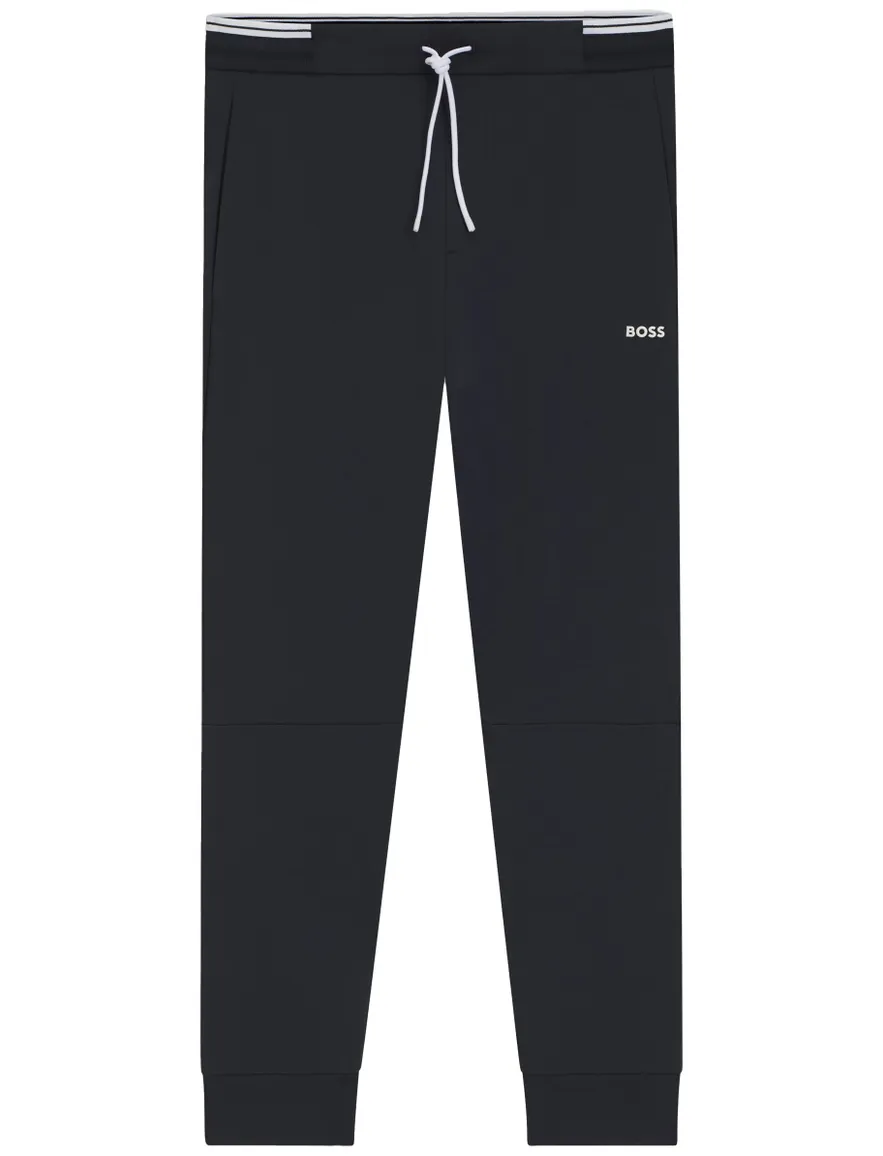 BOSS Green joggingbroek donkerblauw effen met logo
