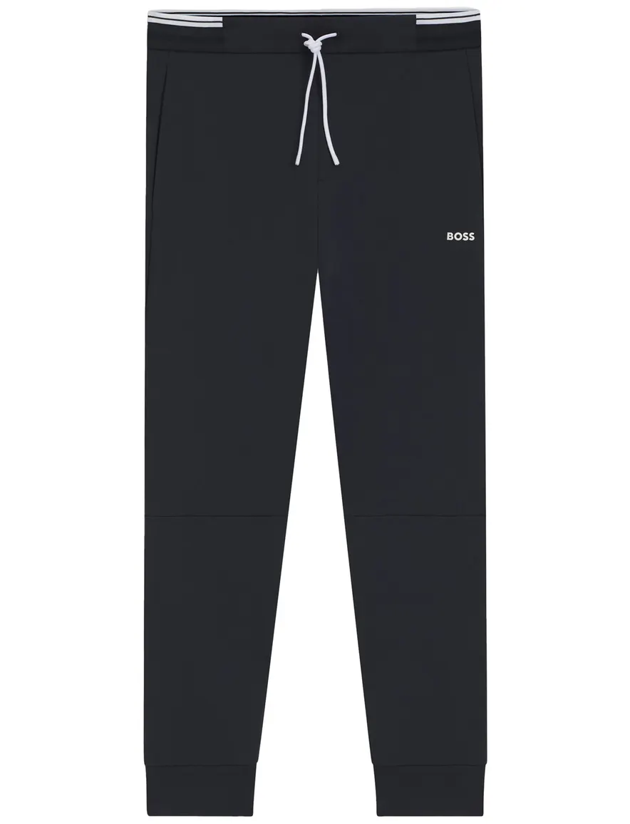 BOSS Green joggingbroek donkerblauw effen met logo