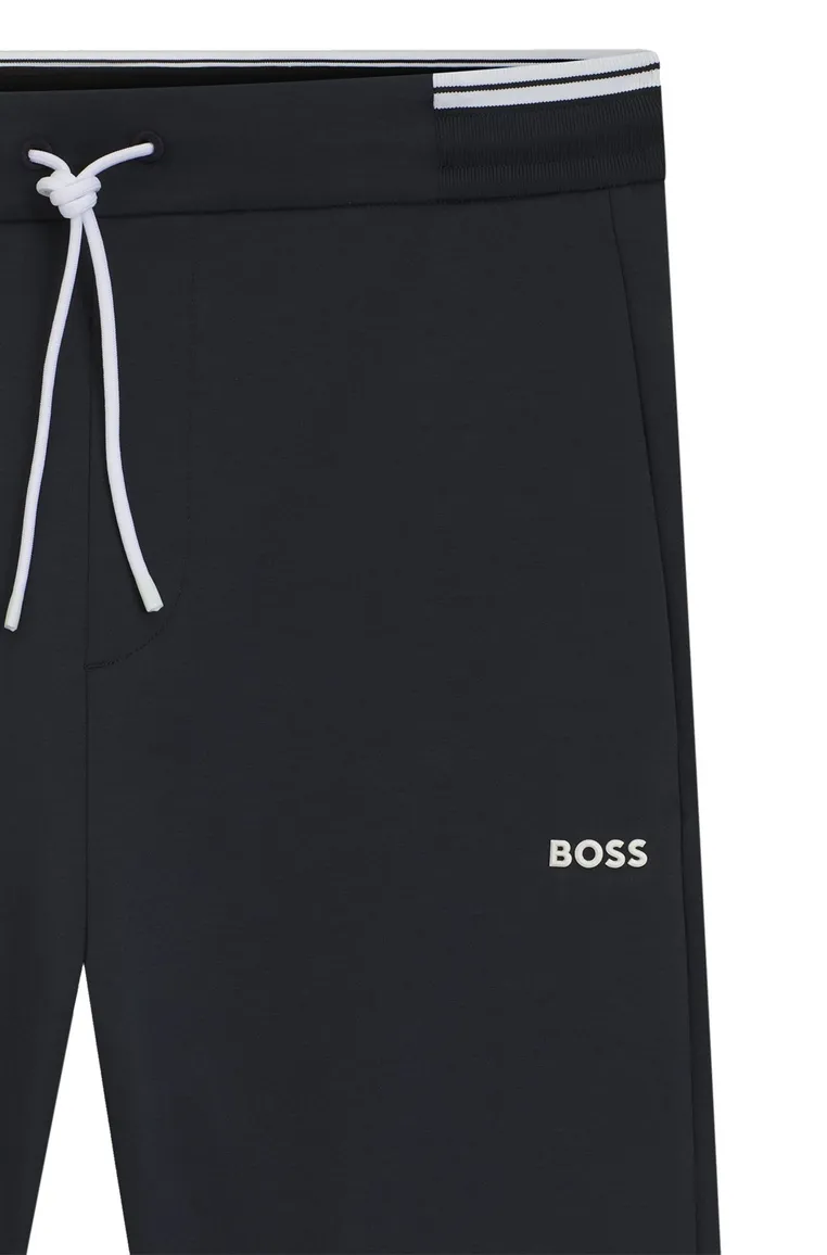 BOSS Green joggingbroek donkerblauw effen met logo