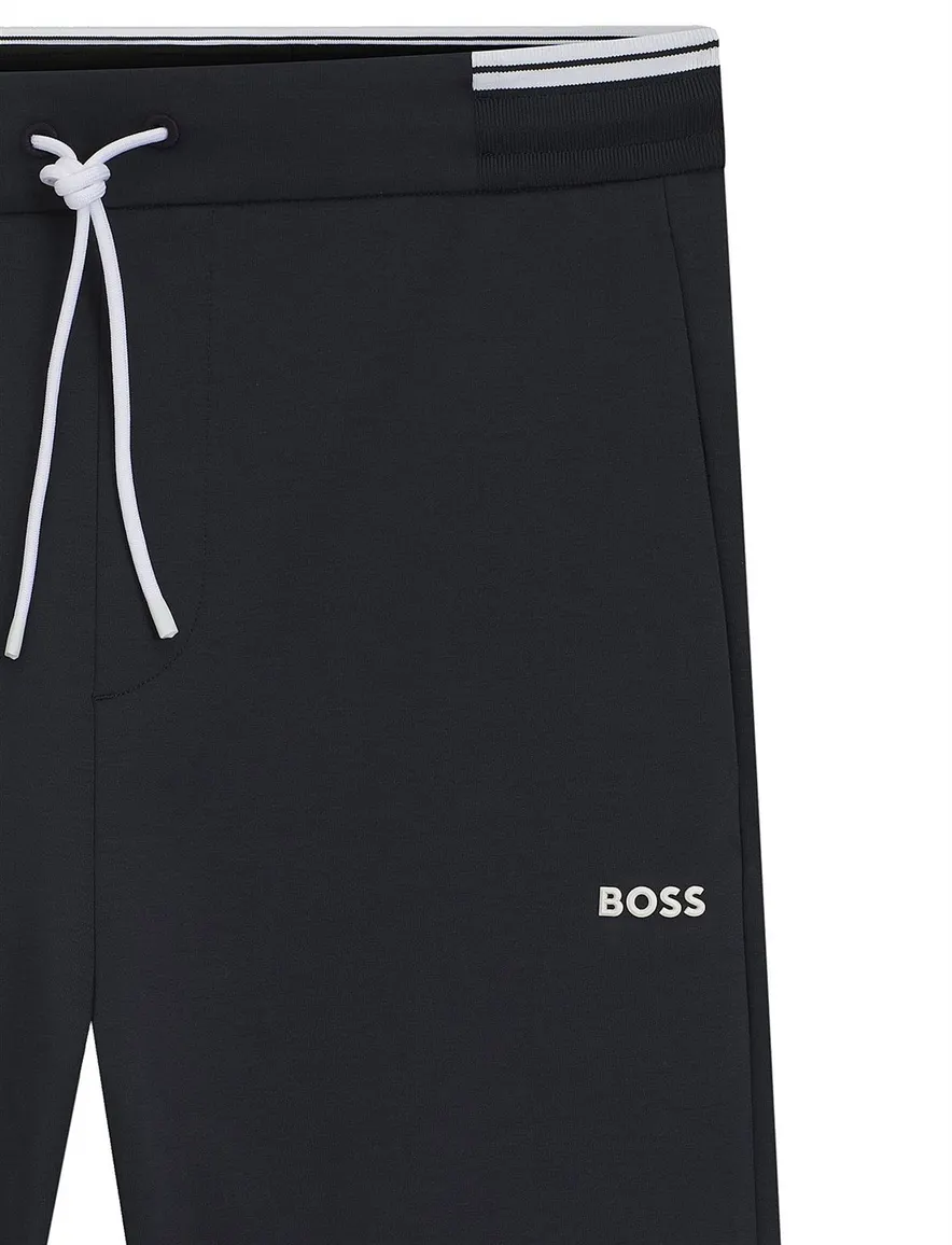 BOSS Green joggingbroek donkerblauw effen met logo