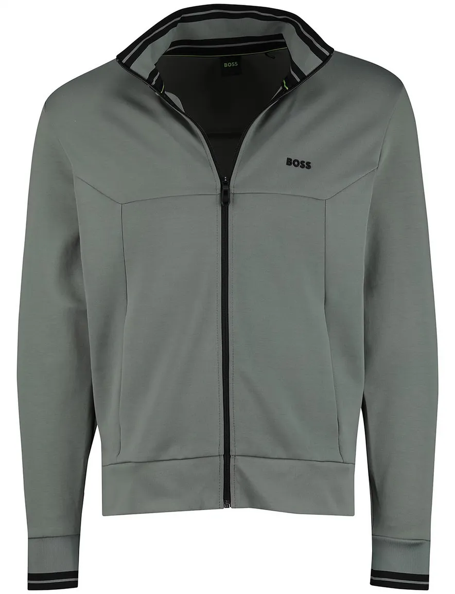 Boss Green Vest Groen zwarte opstaande kraag