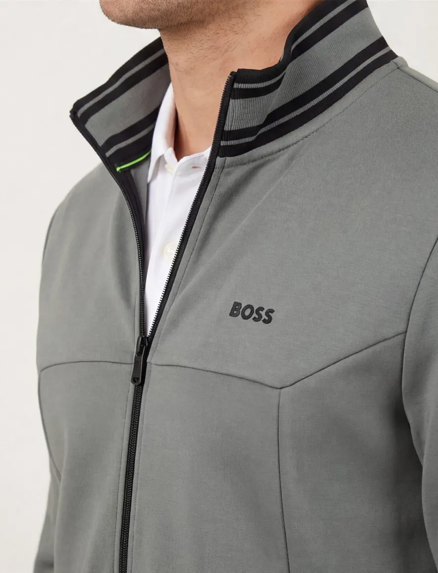 Boss Green Vest Groen zwarte opstaande kraag