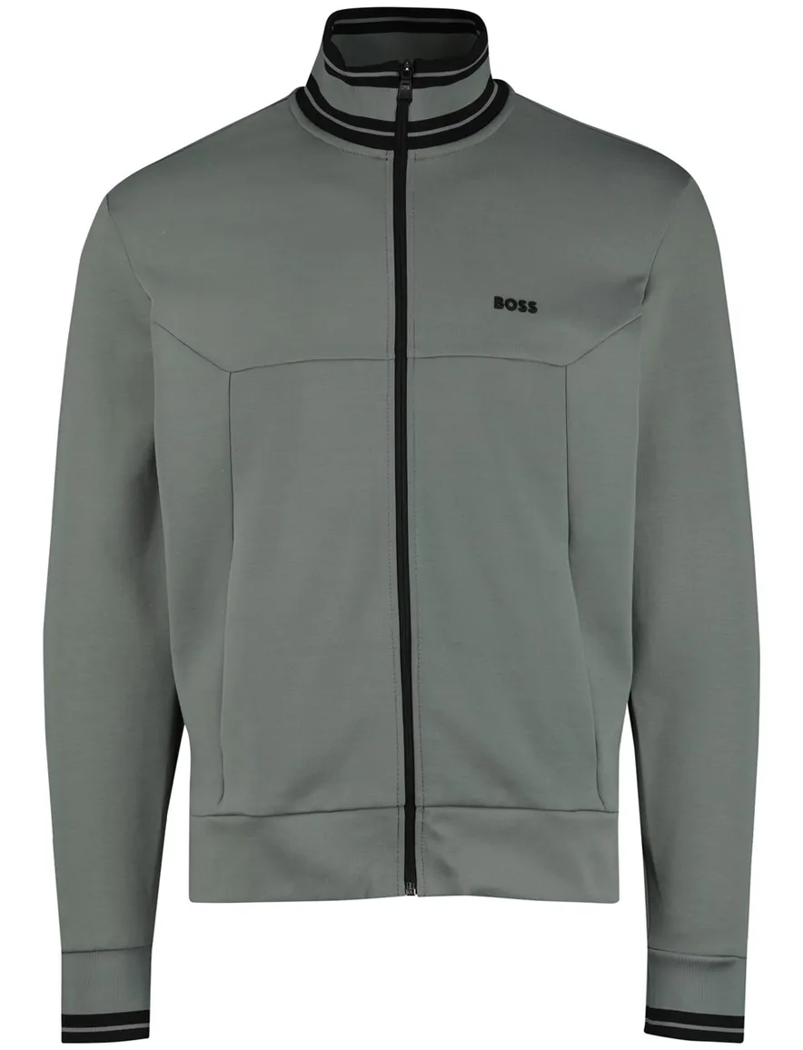 Boss Green Vest grijs zwarte opstaande kraag